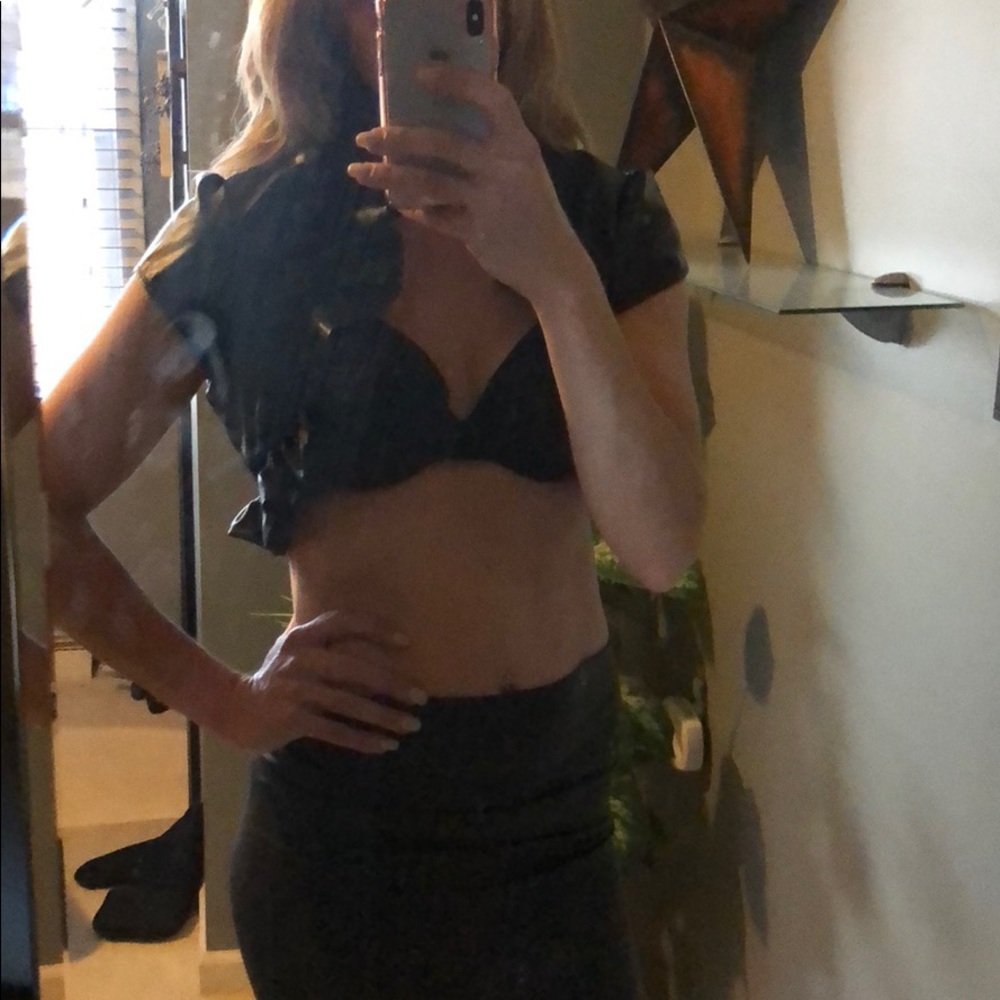 Faux leather crop top